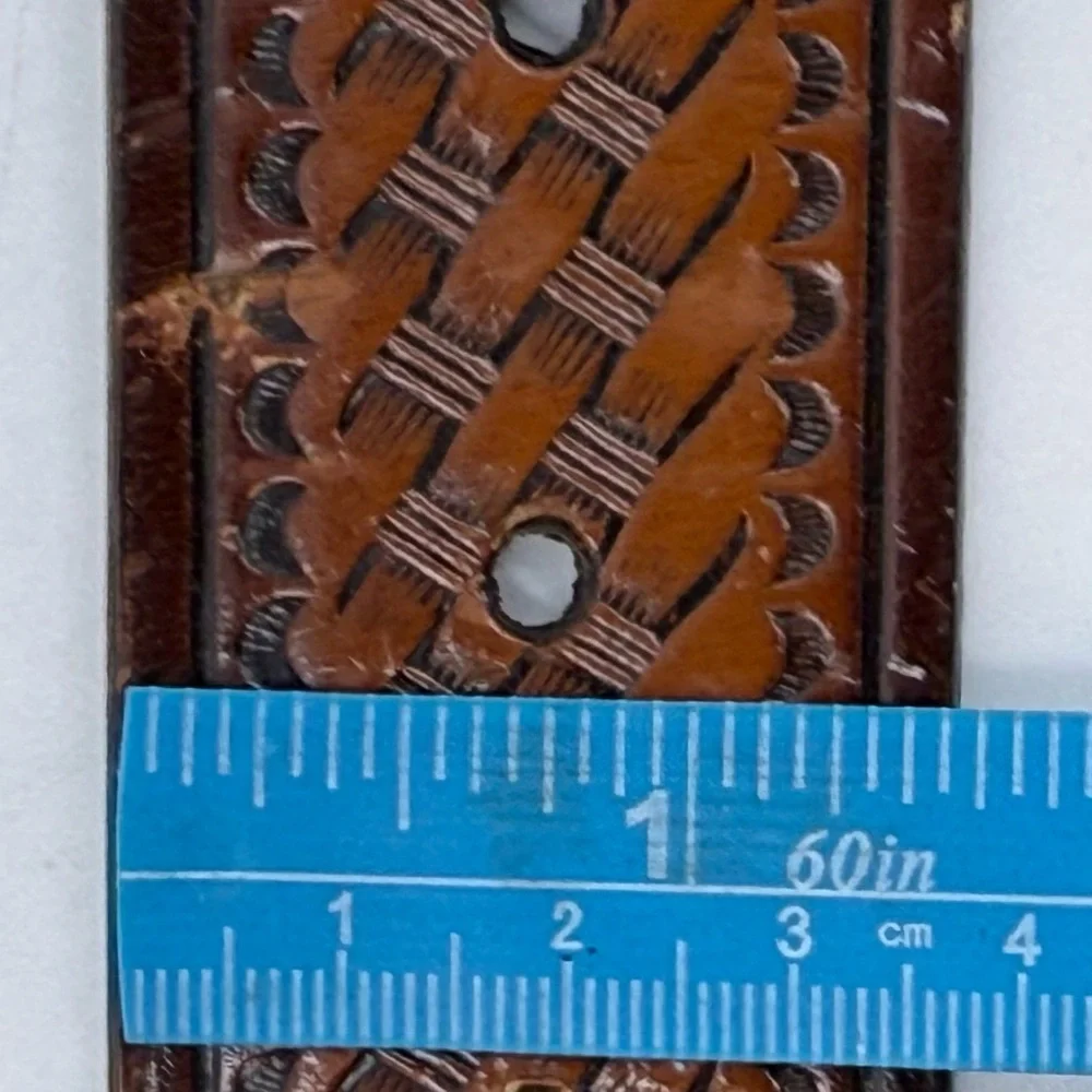 Hired Hand Leather Basket Weave Woven Design Belt Brown Men’s‎ 34 *NO BUCKLE*
